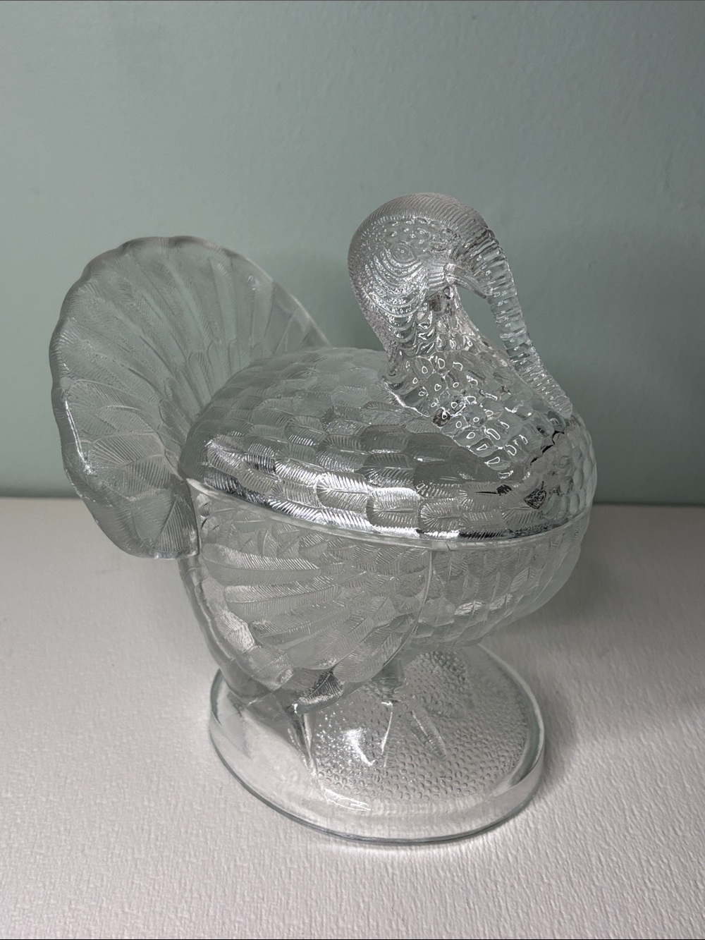 Vintage L. E. Smith Pressed Glass Tom Turkey Candy Dish